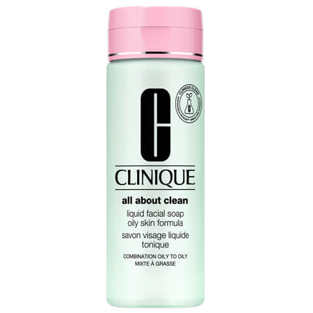 Clinique All About Clean Liquide Facial Soap Mild #Oil To Oily 200 ml  เจลคลีนเซอร์ล้างหน้าสำหรับผิวแห้ง แพ็คเก็จใหม่ ทำความสะอาดผิวหน้าได้อย่างอ่อนโยนหมดจด รักษาสมดุลความชึ่มชื้นของผิว ผลัดเซลล์ผิวชั้นนอก ให้ผิวนุ่มนวลสุขภาพดี